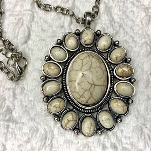 2 Inch White Howlite Pendant
